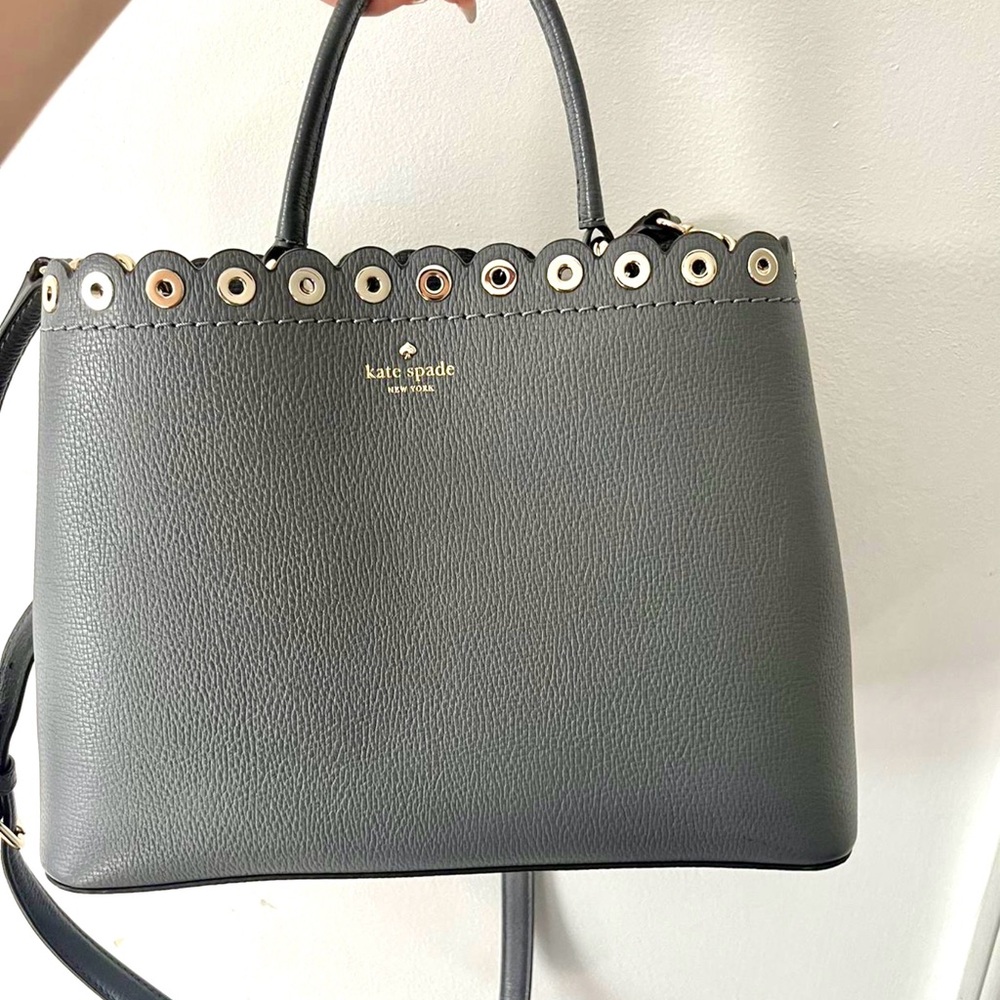 Kate Spade Paloma  grey Eyelet  satchel/ crossbody